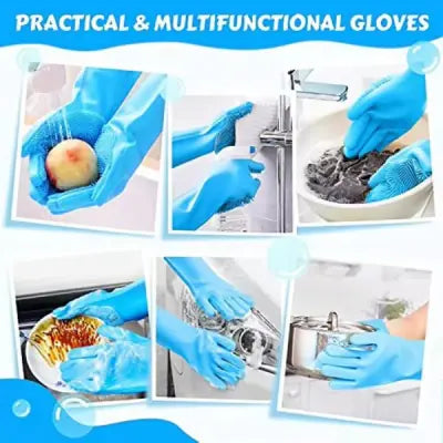 2 Pcs Magic Silicone Dish Washing Gloves