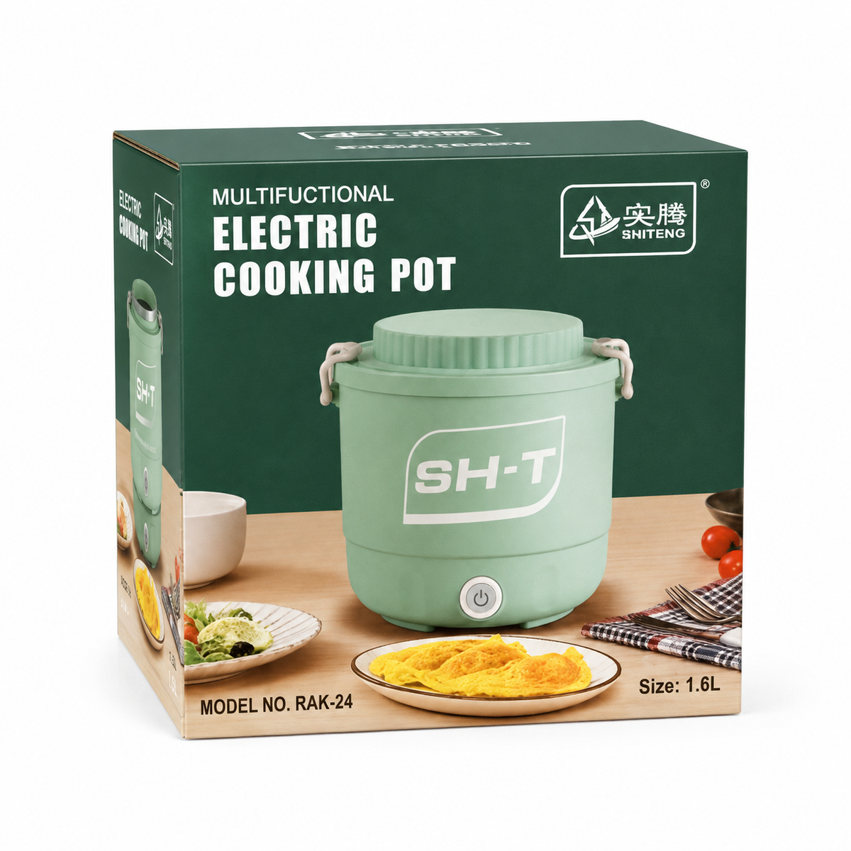 Multifunctional 1.6L Electric Cooking Pot – Portable Non-Stick Mini Cooker with One-Touch Control for Rice, Soup, Frying & Boiling