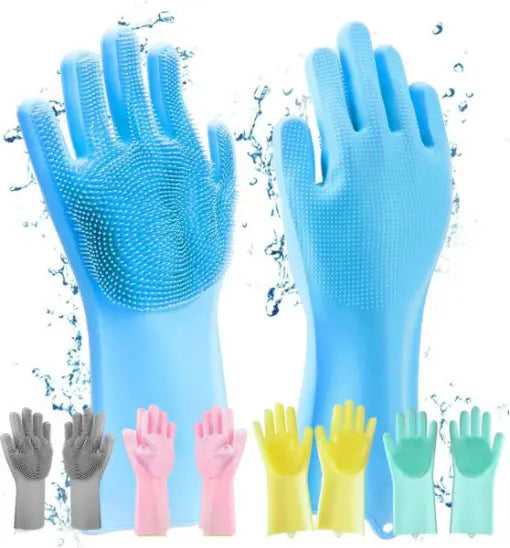 2 Pcs Magic Silicone Dish Washing Gloves