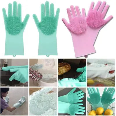 2 Pcs Magic Silicone Dish Washing Gloves