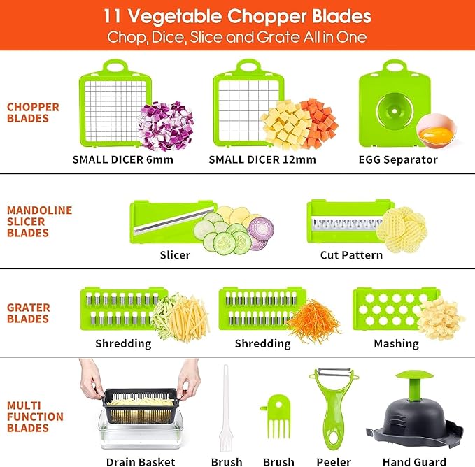 16-in-1 Multifunctional Vegetable Chopper & Mandoline Slicer