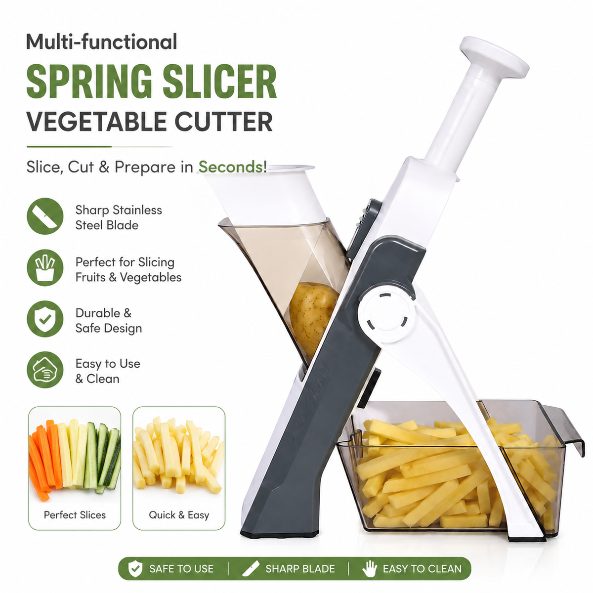 Multi-functional Spring Vegetable Slicer & Cutter