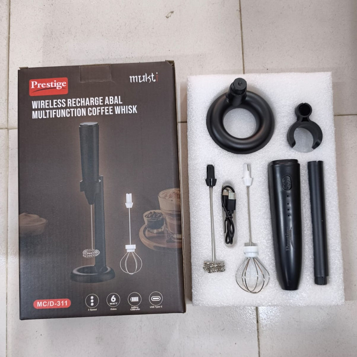 Prestige Mukt 2-in-1 Rechargeable Coffee Foamer & Milk Frother
