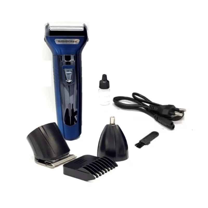 Kemei KM-6330 3-in-1 Rechargeable Hair Trimmer, Electric Shaver & Nose Clipper Grooming Kit