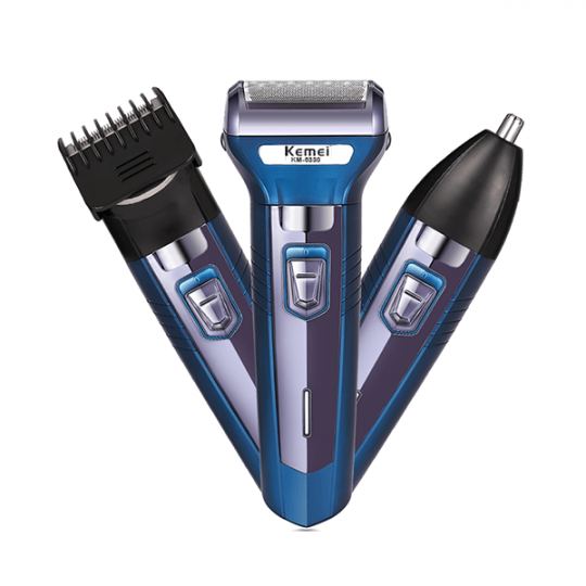 Kemei KM-6330 3-in-1 Rechargeable Hair Trimmer, Electric Shaver & Nose Clipper Grooming Kit